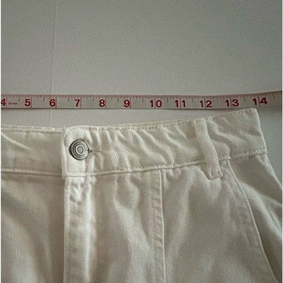 ZARA White Denim Front Slit Long Ankle Length Front Back Pocket Skirt Small - Picture 6 of 10